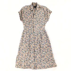 Vestido Liz Wear Petite de los años 90, talla Petite 4, estampado Floral House, botones de imitación de nácar, ropa vintage de mujer de los años 90.