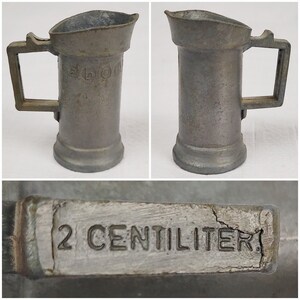 1900s Dutch Pewter Measuring Cups W/ Handles, Lot 5, Alphabet Theme ...
