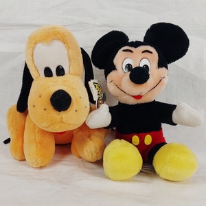 Conjunto de pelúcia Disney Mousketoys dos anos 1990, lote 2, Mickey Mouse Plutão, peluches de animais de pelúcia vintage dos anos 90, desenhos animados da Disneyana