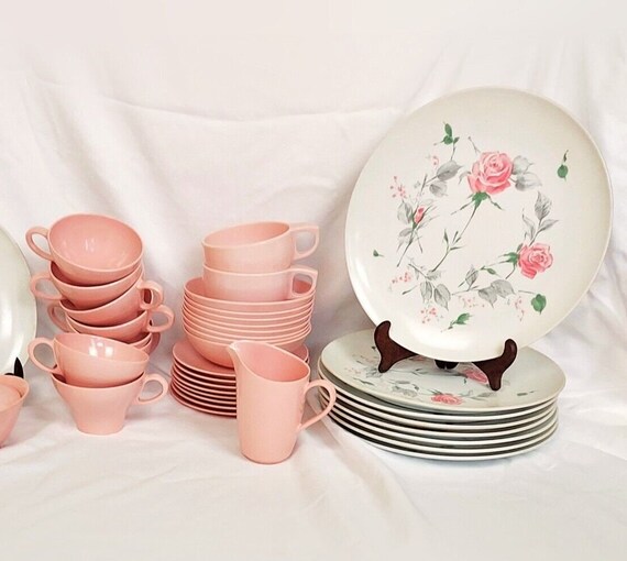Pink melamine plates hot sale
