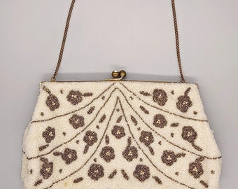 1960s Beaded Evening Bag by Bags By Josef, Made France, Purse Handbag Clutch, Vintage Women's Accessories, Chain Strap