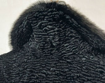 1990s Kristen Blake Quilted Coat Jacket, Fur Collar, Vintage