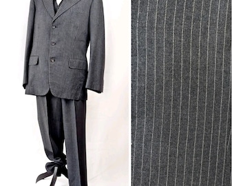 Small / Size 38 Long 80s Nutters Saville Row White Wool