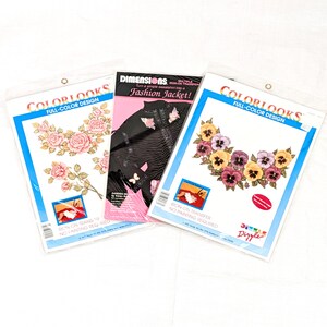 1990s Floral Iron - On Transfers, Lot 3, NIP NOS, Unopened Unused, Peonies Roses Peony Rose, Grannycore, Vintage 90s Women's Clothing Floral