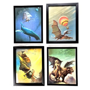 1990s Fantasy / Sci-Fi Magazine Art Prints from &quot;Masterpieces of Fantasy Art&quot; by Freas Matthews Frazetta Vallejo, Modern Framed 90s Vintage