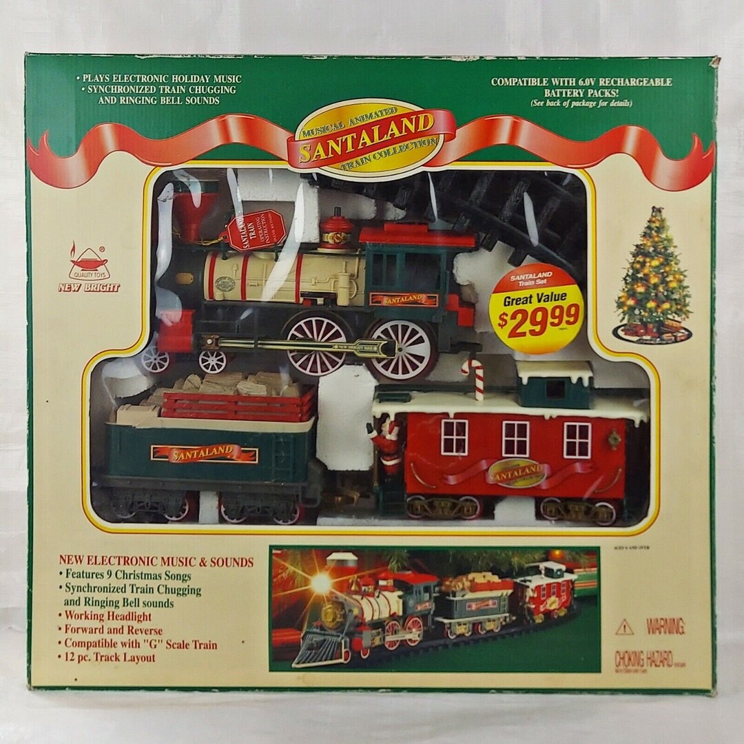 Vintage Santaland Train Set in Box, New Bright Christmas Vintage Santaland Train Set in Box, New Bright Christmas