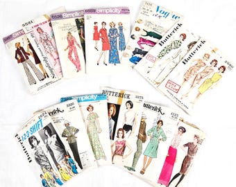 1960s 1970s Sewing Patterns, Lot 13, Women's / Miss, Vogue Butterick McCall's Simplicity, Vintage 60s 70s Seamstress Clothing Clothes