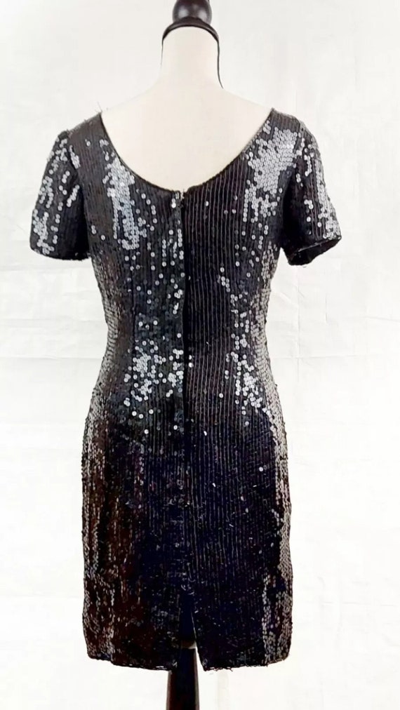 1980s Styleworks Sequined Little Black Dress, LBD… - image 5