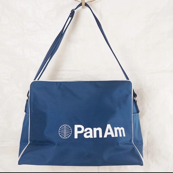 1970s Pan Am Shoulder Bag, Blue, Vintage Airlines 
