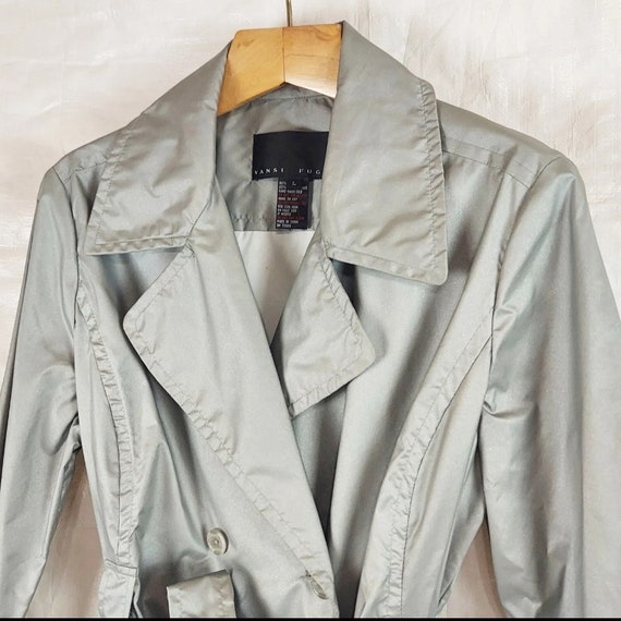 Y2K Yansi Fugel Shimmery Raincoat Trench, Vintage… - image 3