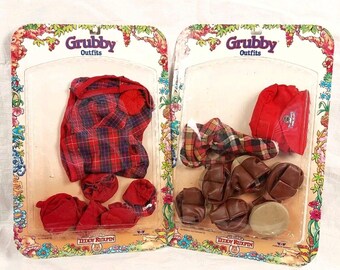 1980s Teddy Ruxpin's Grubby Outfits, Sleepytime / Hiking, NIP NOS Deadstock, Vintage Children's Toys Cartoons Preschool Nursery Elementary