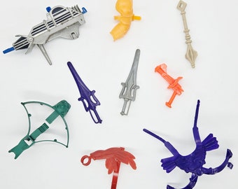 1980s Masters of the Universe He-Man Accessories, Skeletor Chest Armor Crossbow Chain Shackle Club, Vintage 80s Kids Toys Cartoons, MOTU