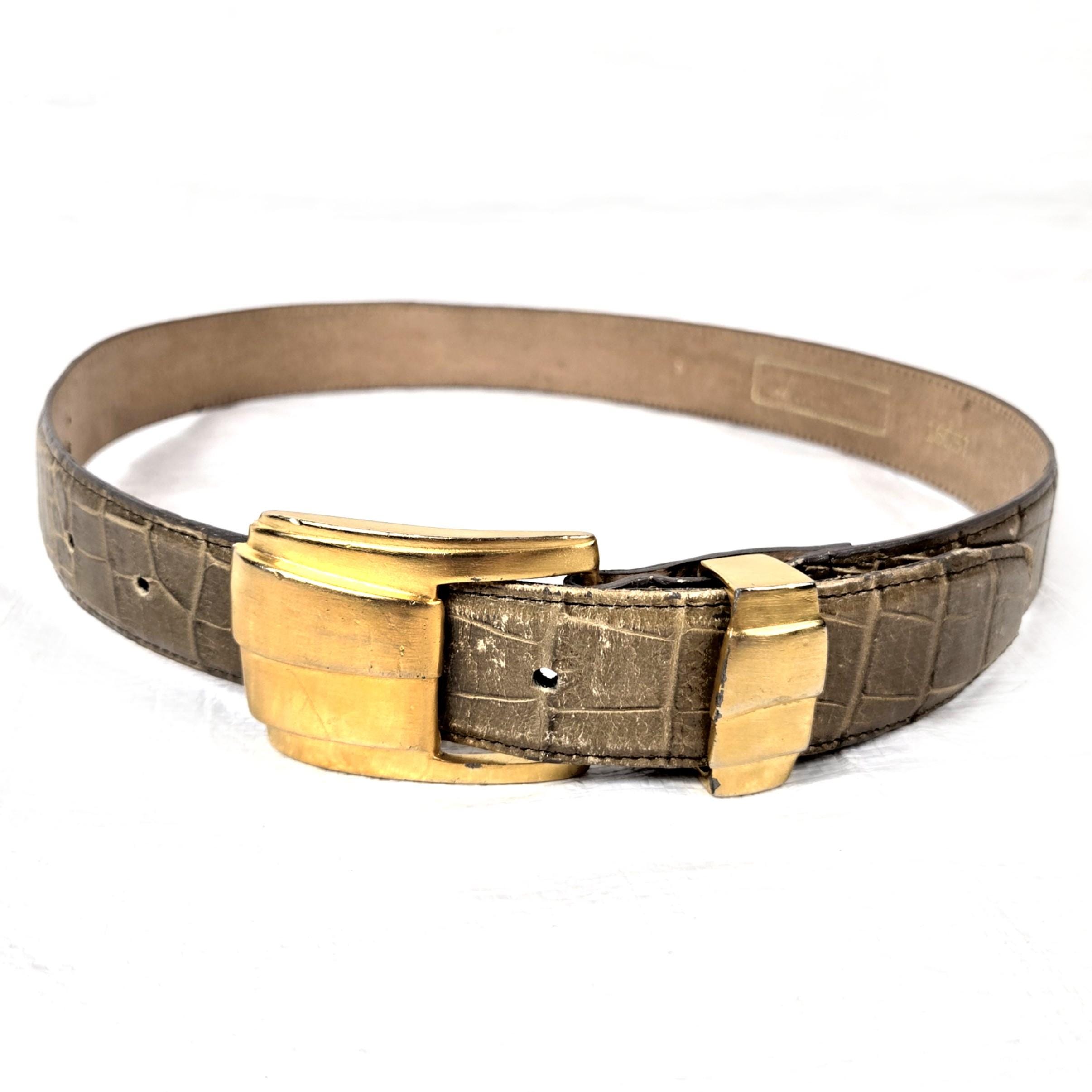 CARLISLE BELT SKINNY GRAY SNAKESKIN GOLD TONE BUCKLE Size M Snakeskin belt Carlisle New | Mercari main image 2