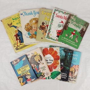 Vintage Hardback Book Class Library Starter Kit, Lot 10, Large, 1960s to 1980s, Children&#39;s Books Nursery Preschool Elementary Reading