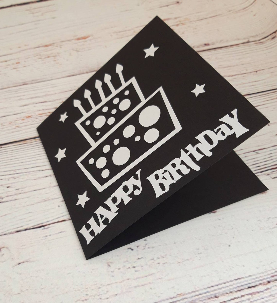 Birthday Card Simple Happy Birthday Card Cake Cutout For Etsy