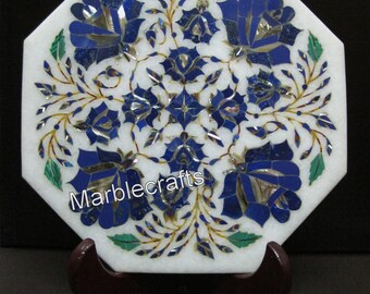 10 x 8 Inches White Marble Inlay Picture Frame Handcrafted Marble Frame with Pietra Dura Art for Birthday Gift from Indian Cottage Crafts