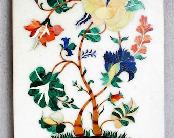 Rechthoekig marmeren salontafelblad | Vintage kunstzinnige wanddecoratie met inlegwerk voor hotel | Kantoor & huisdecoratie | Abstract marmeren tafelblad voor de entree