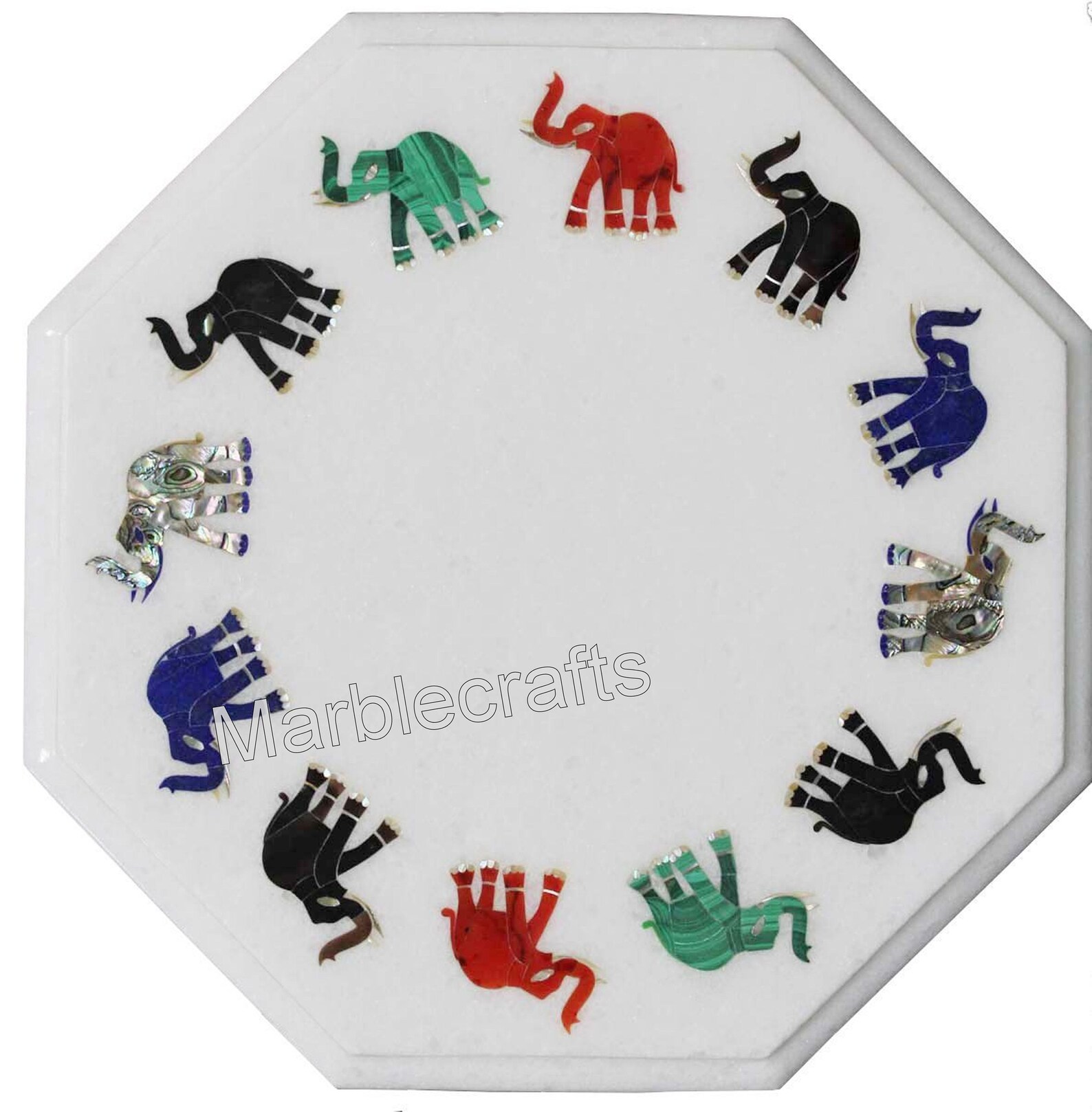 Marble Coffee Table Top Elephant Design Side Table With Semi Etsy