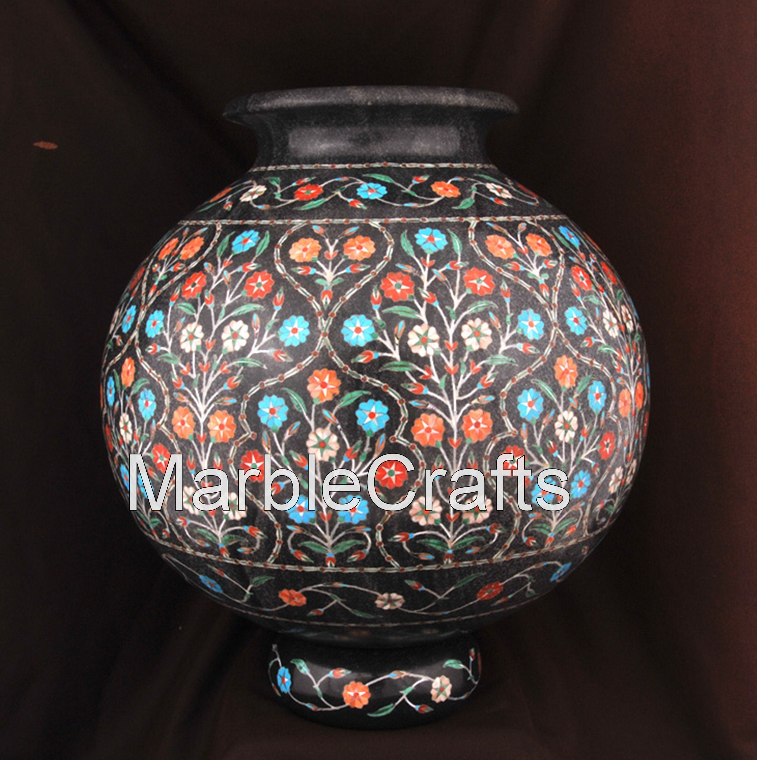 12 Inches Marble Decorative Vase with Intricate Work Flower Etsy