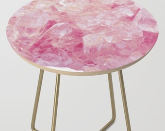 Rose Quartz Resin Coffee Table Top with Rpyal Look Round Shape White Marble Office Table for Meeting Room Decor