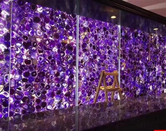 Large Purple Agate Office Table | Luxury Conference Table Top | Real Semi-Precious Stone Desk | Executive Meeting Table | Agate Dining Table