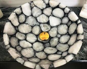 White Quartz Sink for Farmhouse Decor | Handmade Natural Stone Bathroom Sink | Luxury Vanity Wash Basin | Quartz Decorative Kitchen Sink