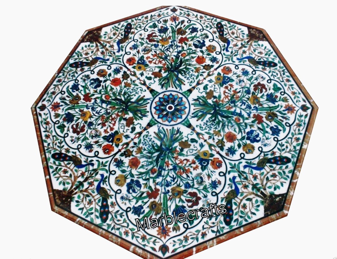 Natura Pattern Inlay Work Dining Table Top With Royal Look - Etsy
