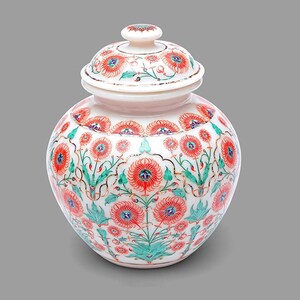 蓋付きの芸術的な大理石製植木鉢｜カーネリアン宝石象嵌細工の装飾的な植木鉢｜ベッドサイドテーブル装飾用の手作りのコーナー花瓶