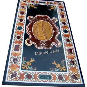 Marble Dining Table Top for Hotel Decor Pietra Dura Art Living Room and Hallway Table with Classy Look