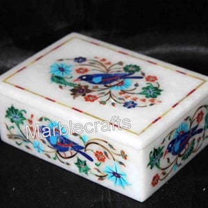 Caja moderna de mármol para collares / Caja para joyas con incrustaciones de diseño natural / Caja para guardar libros sagrados de 6 x 4 pulgadas / Caja de regalo de mármol artesanal / Caja decorativa
