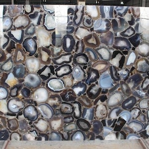 Tablero de mesa de ágata / Tablero de mesa de centro de ágata gris oscuro / Tablero de mesa de jardín de ágata / Tablero de mesa auxiliar de patio de ágata / Tablero de mesa auxiliar de pasillo de ágata gris