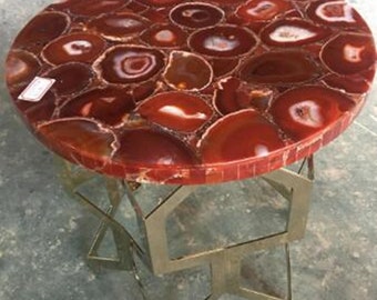 Red Agate Coffee Table Top | Epoxy Agate Dining Table Top | Custom Stone Center Table Top | Agate Side Table & End Table Top for Entryway