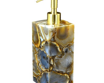 3 x 3 Zoll Marmor Sopa Dispenser Pump mit Royal Look Natürlicher Achat Stein Epoxy Flüssige Handwasch Pump