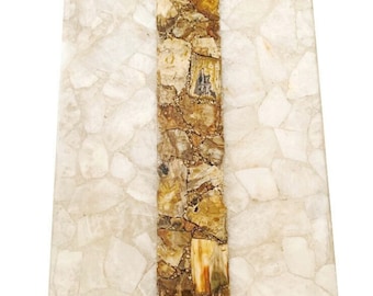 Luxury Quartz Dining Table Top | Brown Petrified Wood Countertop | Epoxy Table Top | Modern Kitchen & Reception Table | Bathroom Backsplash