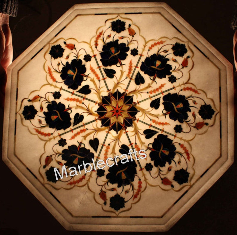 Marble Coffee Table Top Semi Precious Stone Inlay Work Sofa Table Decent Look in Your Home Decor