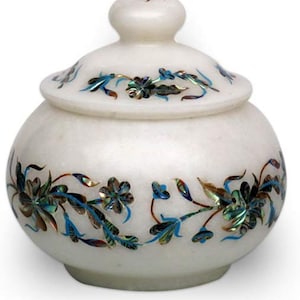 Maceta de concha de abulón con aspecto real / Florero de mármol hecho a mano / Maceta de mármol blanco / Maceta con incrustaciones de piedra / Decoración para el hogar ideal para regalar