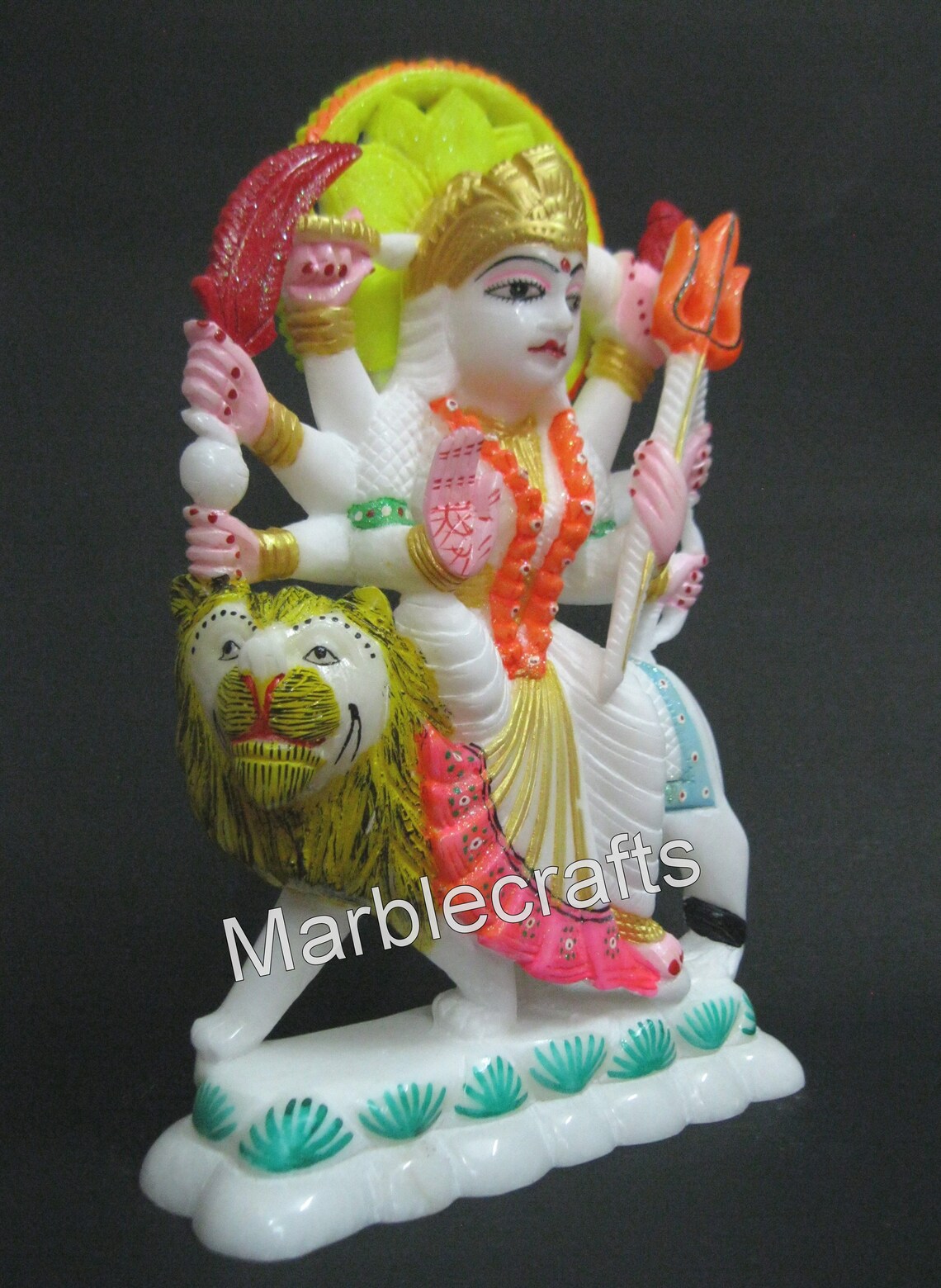 Marmor Durga Statue handbemalte weiße Dekorative Statue mit | Etsy