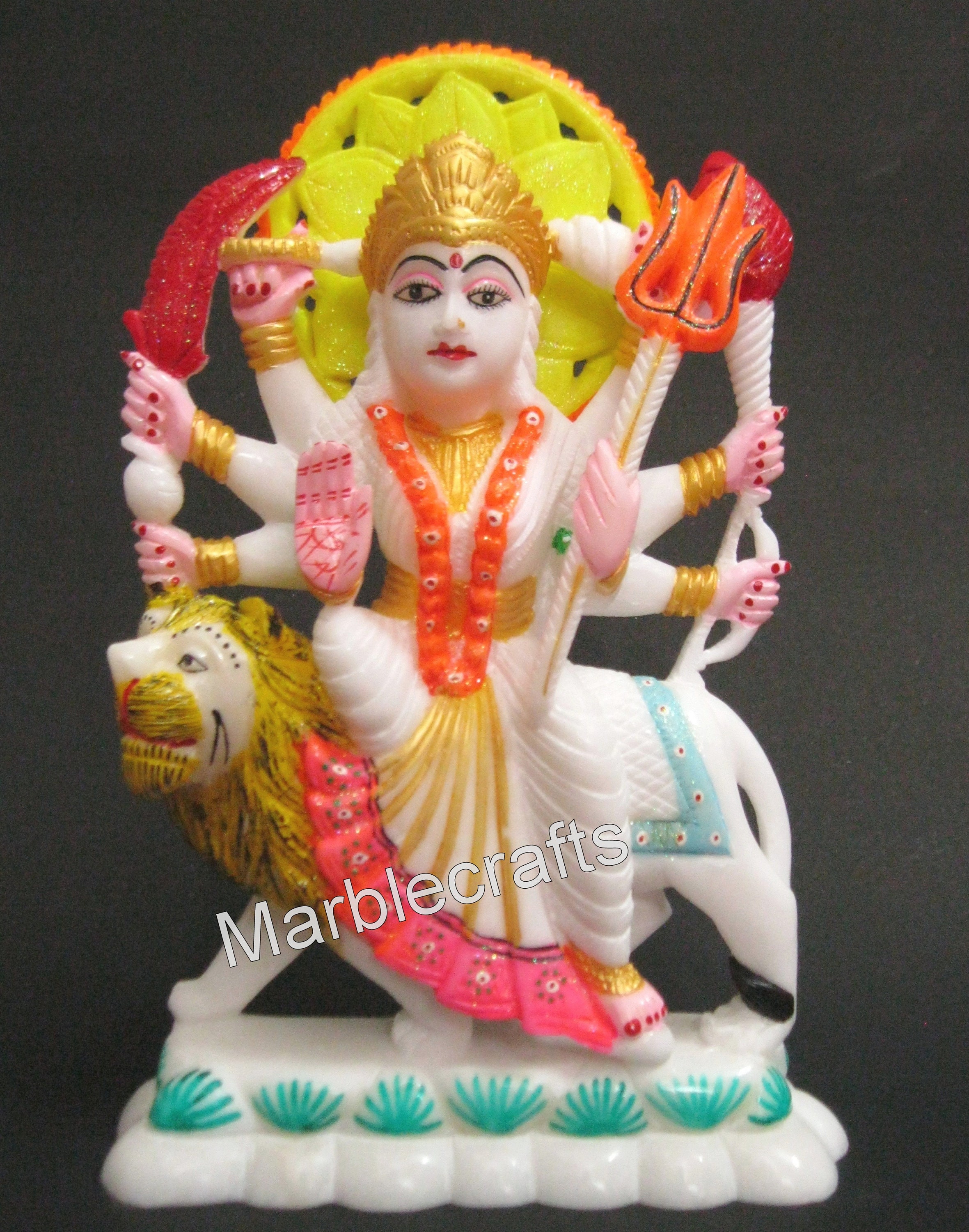 Marmor Durga Statue handbemalte weiße Dekorative Statue mit | Etsy