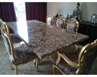 Epoxy Agate Coffee Table Top | Polished Gemstone Hallway Table Top | Custom Agate Table for Any Room Decor | Elegant Modern Agate Backsplash