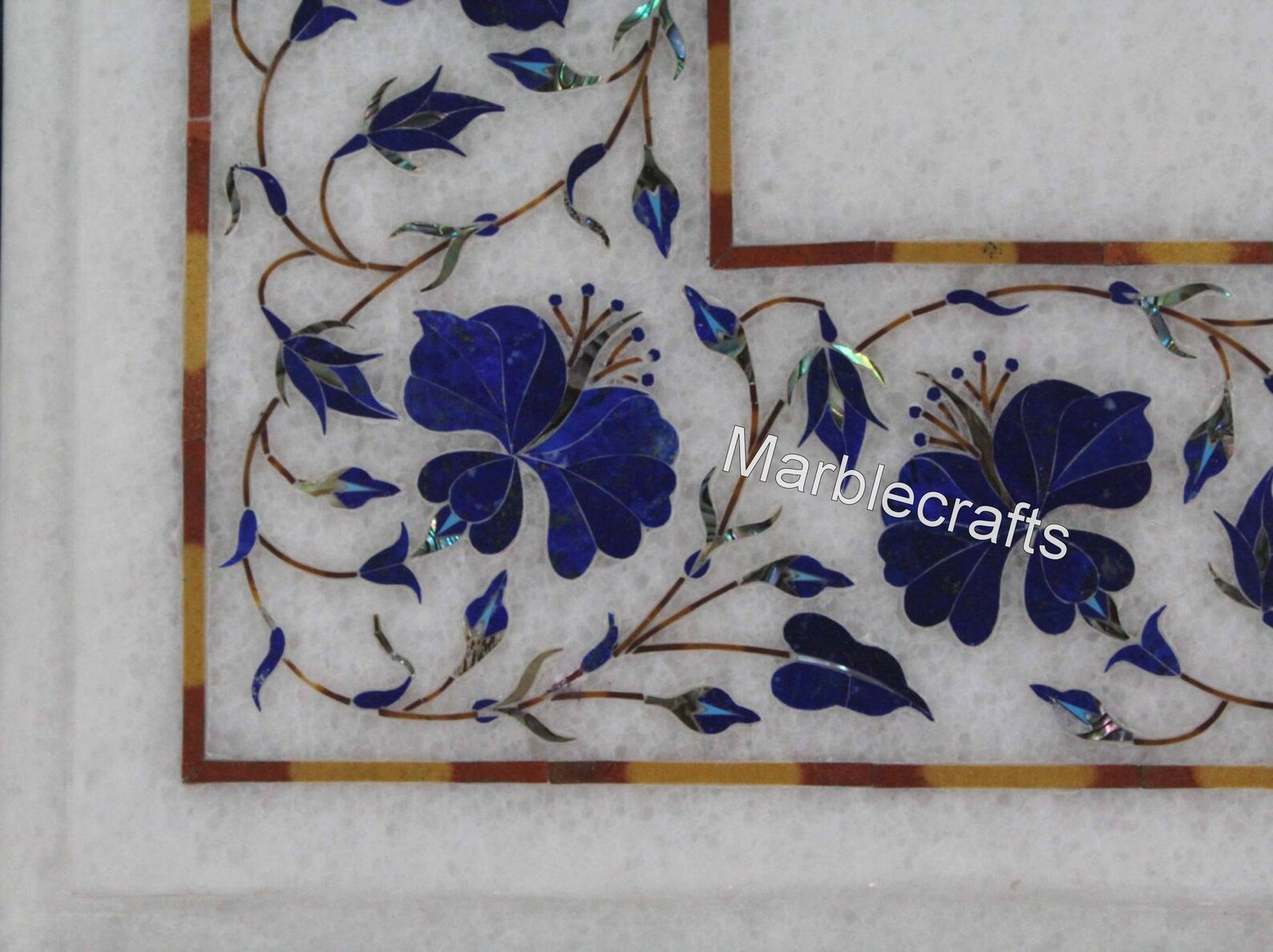 Indische Marmor Weiße Sofa Tischplatte mit Lapis Lazuli | Etsy