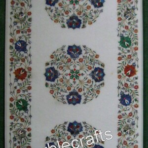 24 x 48 Zoll Marmor Esstisch Top, Edelstein Inlay Wohnzimmer Tisch, Weißer Tisch TP, Marmor Flur Tischplatte, Handgemachter Rasen Tisch