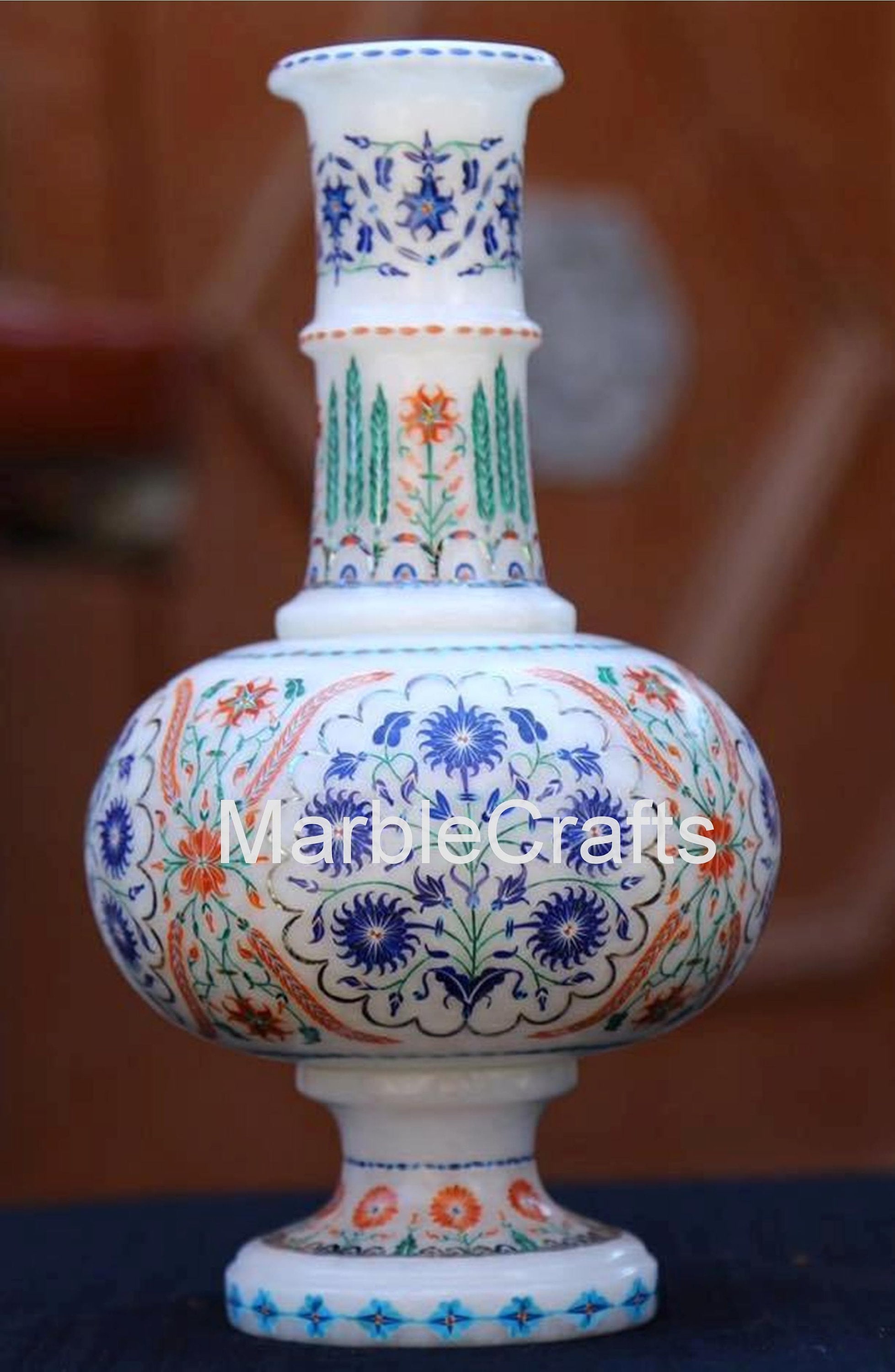 12 Inches Marble Decorative Vase with Intricate Work Flower Etsy