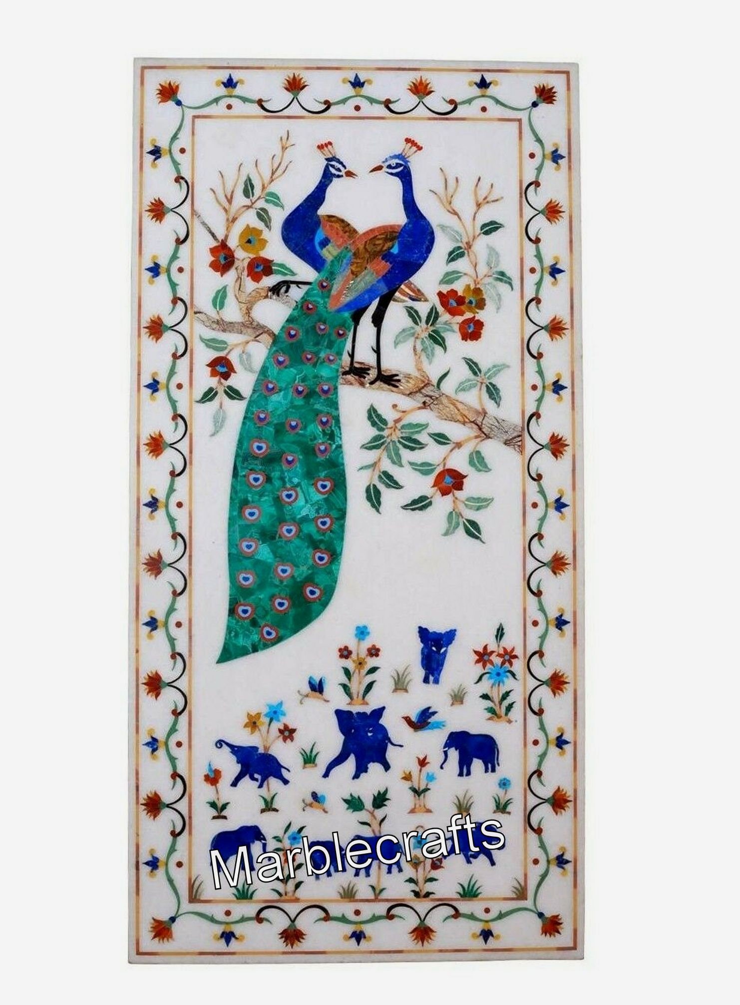 Rectangle Marble Dining Table / Nature Design Inlay Wall Highlighter fot Home Decor / Gemstones Inlay Hallway Wall Decor / Restaurant Table
