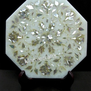 Soporte para tetera de mármol / Boquilla para cigarrillos con incrustaciones de nácar / Plato decorativo con estampado floral / Vajilla de gres de lujo para cocina