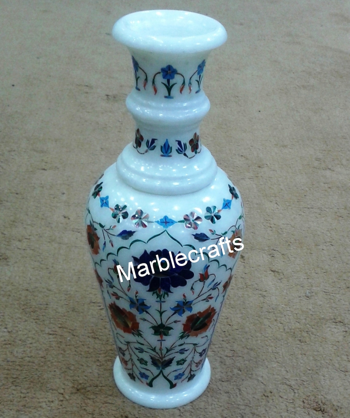 12 Inches Marble Decorative Vase with Intricate Work Flower Etsy