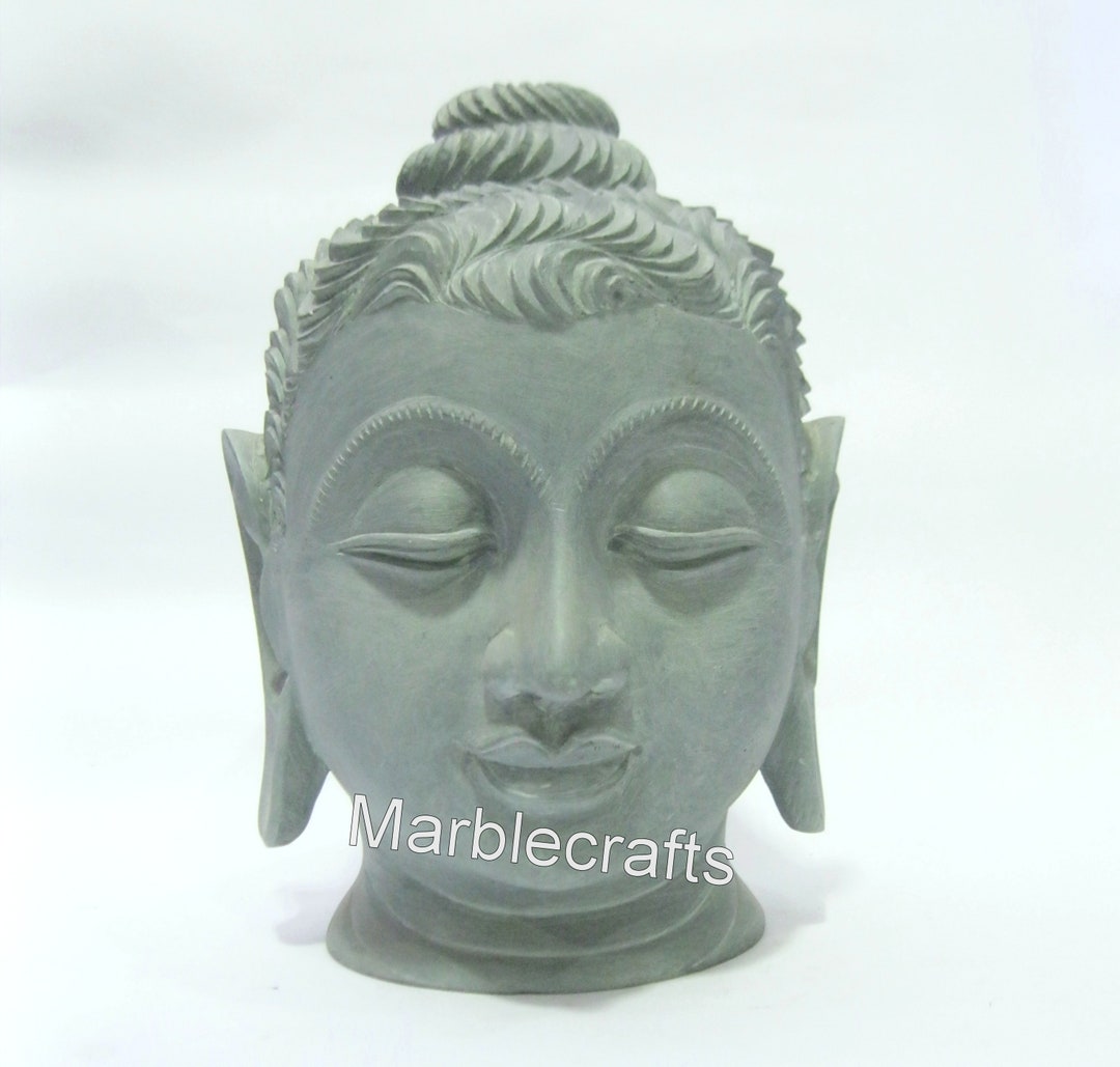 8 Inches Soap Stone Buddha Head Statue Hand Carving Work Giftable