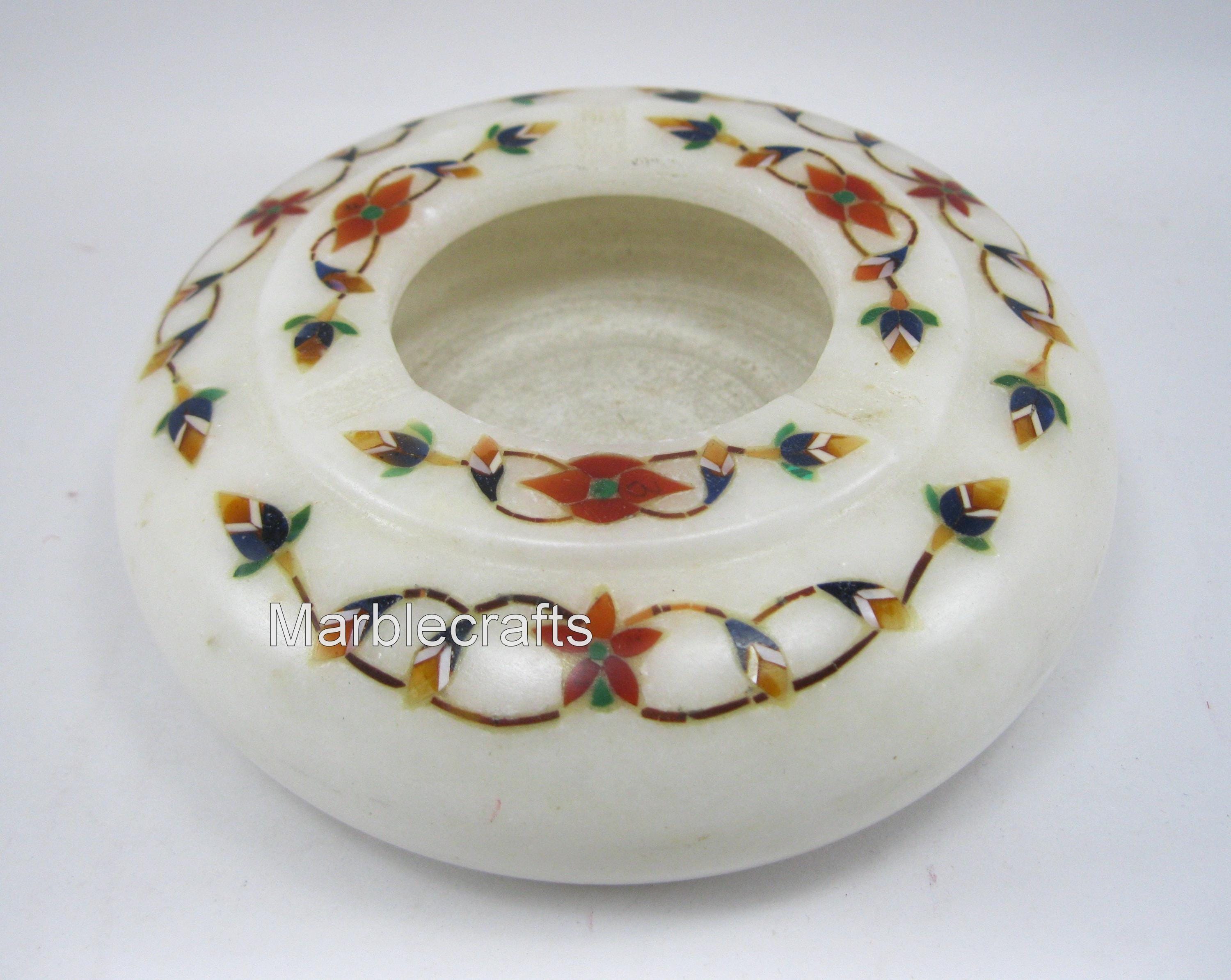 Vintage Marble Cigarette Holder | Gemstones Inlay Ashtray & Ash