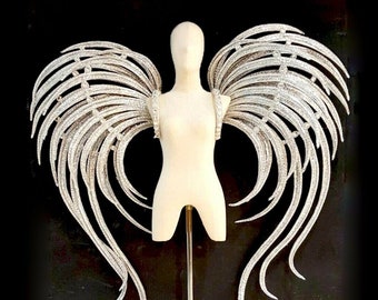 Da NeeNa C710 Spark Bird Showgirl Dance Vegas Crystal Angel Wings Shoulder Pieces