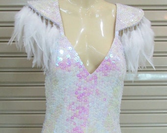 Da NeeNa M091 Litle Rabbit Vegas Star Burlesque Feather Dress