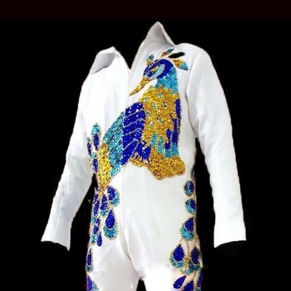 Da NeeNa Elvis Presley Custom Tailor Made The King Peacock Belt Jumpsuit